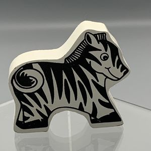 Vintage Wood Black and White Zebra Toy Replacement Part Wildlife Pretend Play